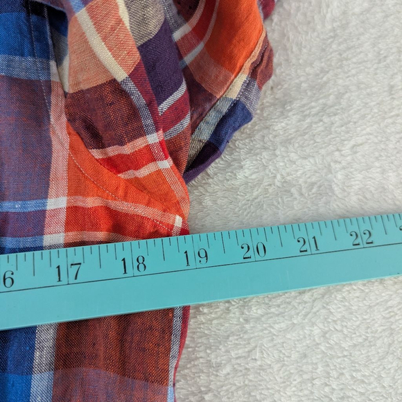 Lauren Ralph Lauren Black Label Orange Plaid Linen Button Down Shirt - Mediun - Picture 5 of 7